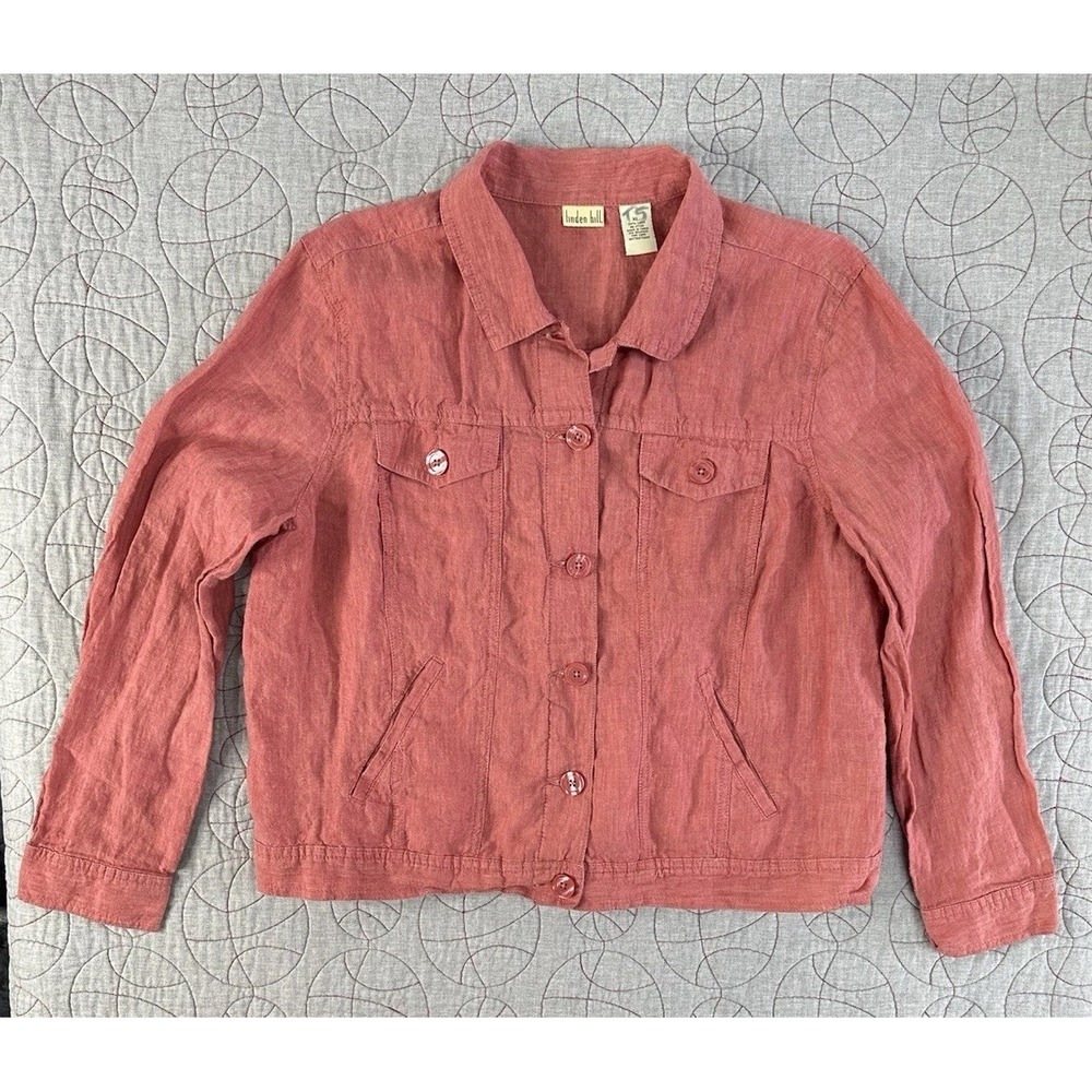 Linden Hill Linen Jacket Pink Button Up Trucker / Womens XL